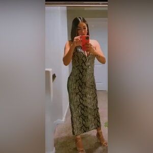 Strapless Dress with Reptile-Inspired Print